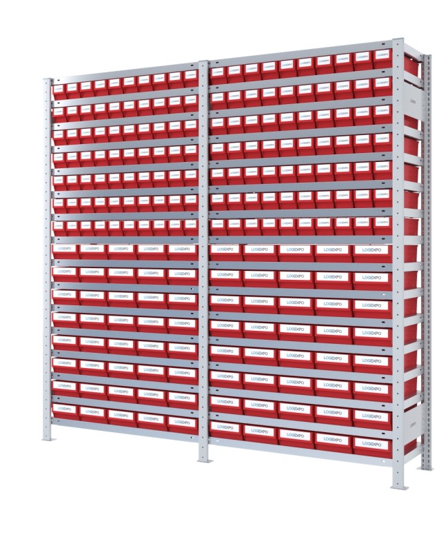 SCAFFALATURA CON CASSETTINE ESTRAIBILI - 220 Contenitori in plastica