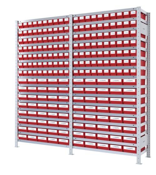 SCAFFALATURA CON CASSETTINE ESTRAIBILI - 220 Contenitori in plastica