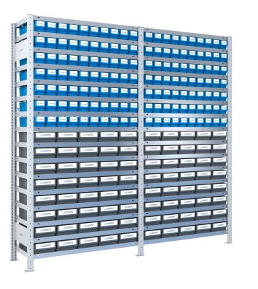 SCAFFALATURA CON CASSETTINE ESTRAIBILI - 220 Contenitori in plastica