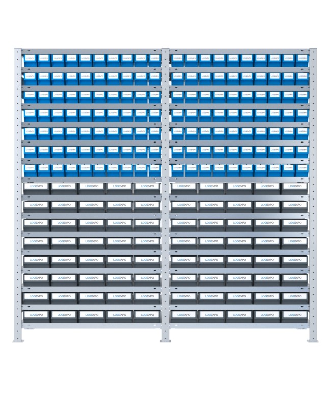 SCAFFALATURA CON CASSETTINE ESTRAIBILI - 220 Contenitori in plastica