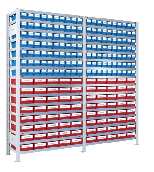 SCAFFALATURA CON CASSETTINE ESTRAIBILI - 220 Contenitori in plastica