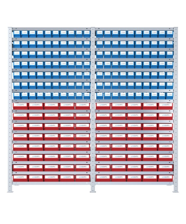 SCAFFALATURA CON CASSETTINE ESTRAIBILI - 220 Contenitori in plastica
