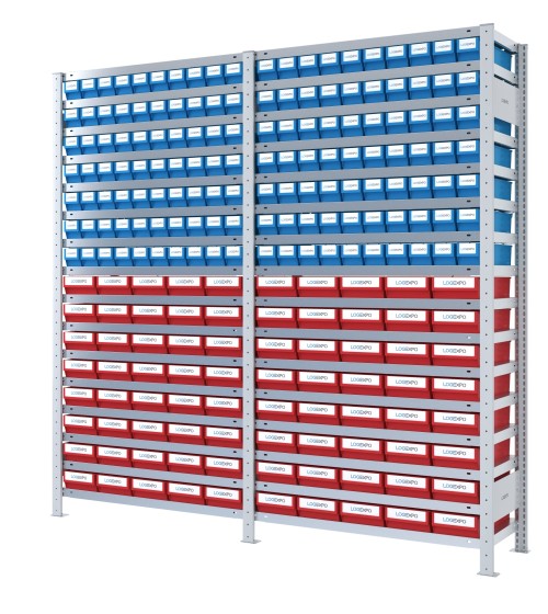 SCAFFALATURA CON CASSETTINE ESTRAIBILI - 220 Contenitori in plastica