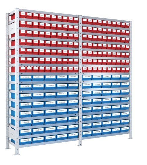 SCAFFALATURA CON CASSETTINE ESTRAIBILI - 220 Contenitori in plastica