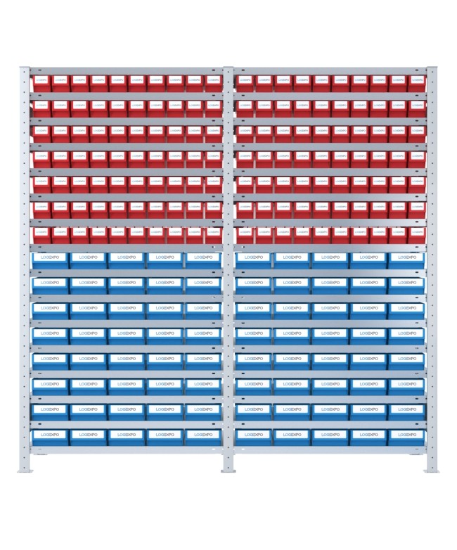 SCAFFALATURA CON CASSETTINE ESTRAIBILI - 220 Contenitori in plastica