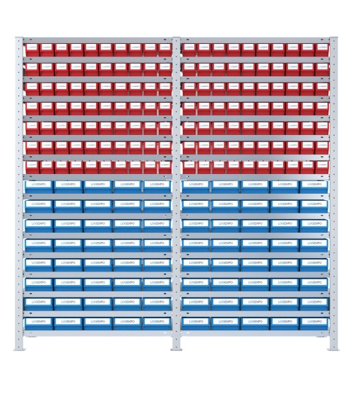SCAFFALATURA CON CASSETTINE ESTRAIBILI - 220 Contenitori in plastica
