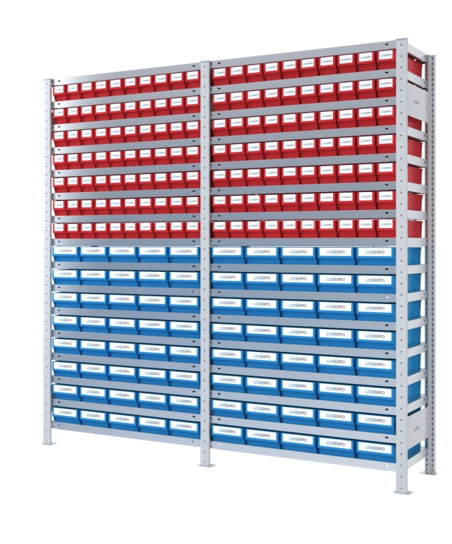 SCAFFALATURA CON CASSETTINE ESTRAIBILI - 220 Contenitori in plastica