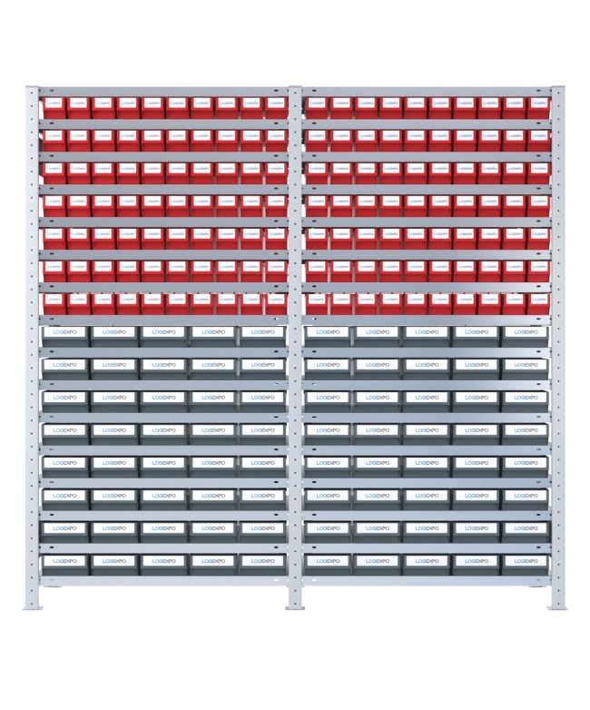 SCAFFALATURA CON CASSETTINE ESTRAIBILI - 220 Contenitori in plastica