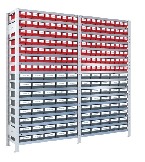 SCAFFALATURA CON CASSETTINE ESTRAIBILI - 220 Contenitori in plastica