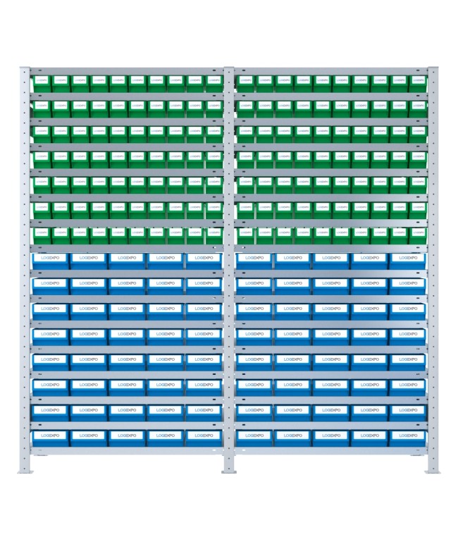 SCAFFALATURA CON CASSETTINE ESTRAIBILI - 220 Contenitori in plastica