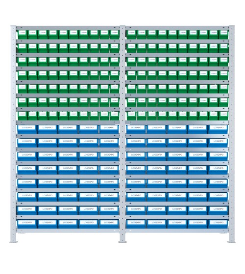 SCAFFALATURA CON CASSETTINE ESTRAIBILI - 220 Contenitori in plastica