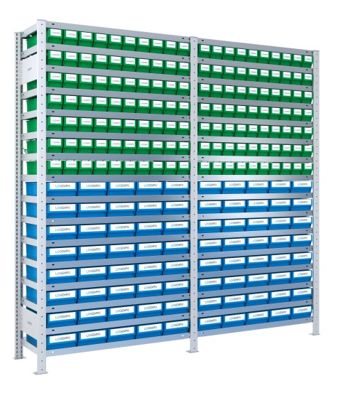 SCAFFALATURA CON CASSETTINE ESTRAIBILI - 220 Contenitori in plastica