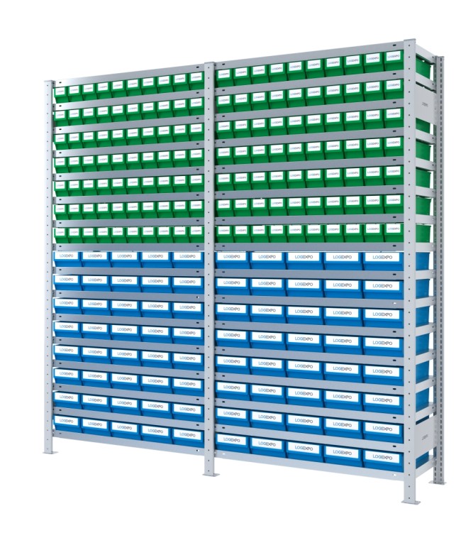 SCAFFALATURA CON CASSETTINE ESTRAIBILI - 220 Contenitori in plastica