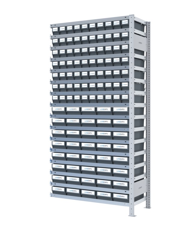 SCAFFALE AGGIUNTIVO CON CASSETTINE ESTRAIBILI - 110 contenitori estraibili