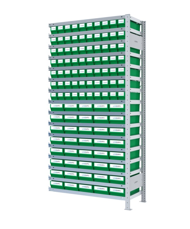 SCAFFALE AGGIUNTIVO CON CASSETTINE ESTRAIBILI - 110 contenitori estraibili