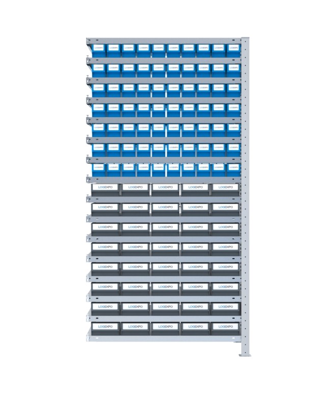 SCAFFALE AGGIUNTIVO CON CASSETTINE ESTRAIBILI - 110 contenitori estraibili