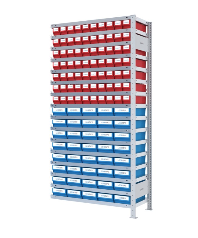 SCAFFALE AGGIUNTIVO CON CASSETTINE ESTRAIBILI - 110 contenitori estraibili