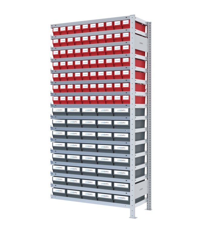 SCAFFALE AGGIUNTIVO CON CASSETTINE ESTRAIBILI - 110 contenitori estraibili