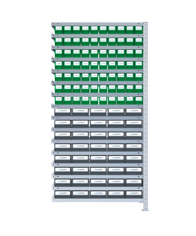 SCAFFALE AGGIUNTIVO CON CASSETTINE ESTRAIBILI - 110 contenitori estraibili