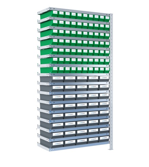 SCAFFALE AGGIUNTIVO CON CASSETTINE ESTRAIBILI - 110 contenitori estraibili