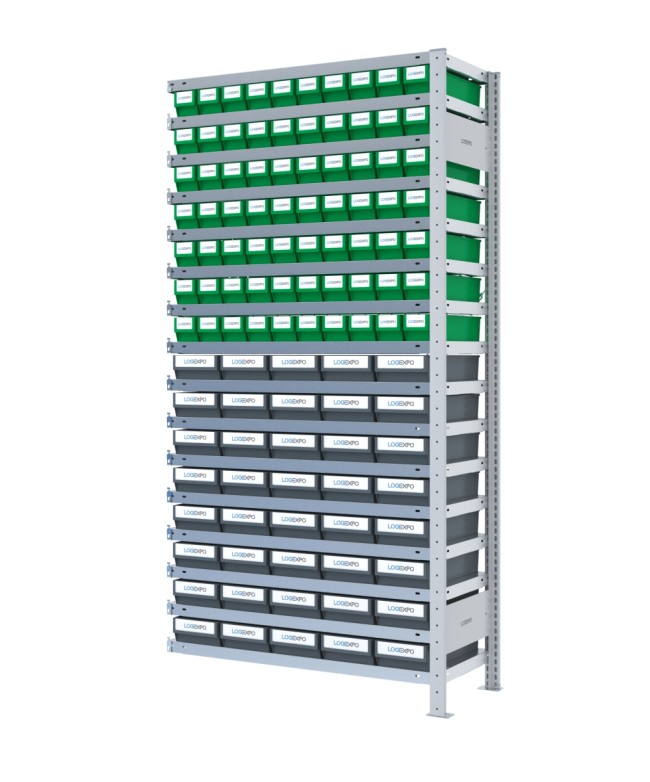 SCAFFALE AGGIUNTIVO CON CASSETTINE ESTRAIBILI - 110 contenitori estraibili