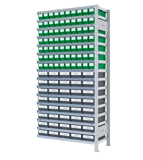 SCAFFALE AGGIUNTIVO CON CASSETTINE ESTRAIBILI - 110 contenitori estraibili