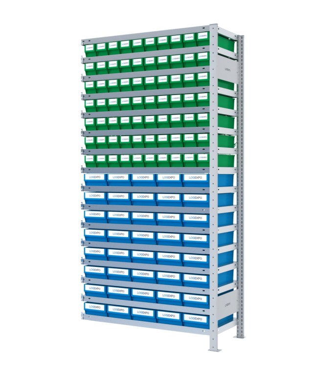 SCAFFALE AGGIUNTIVO CON CASSETTINE ESTRAIBILI - 110 contenitori estraibili