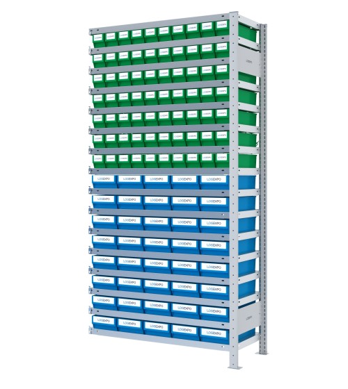 SCAFFALE AGGIUNTIVO CON CASSETTINE ESTRAIBILI - 110 contenitori estraibili