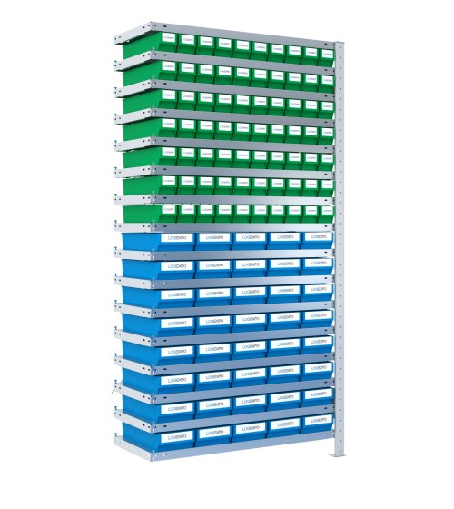 SCAFFALE AGGIUNTIVO CON CASSETTINE ESTRAIBILI - 110 contenitori estraibili