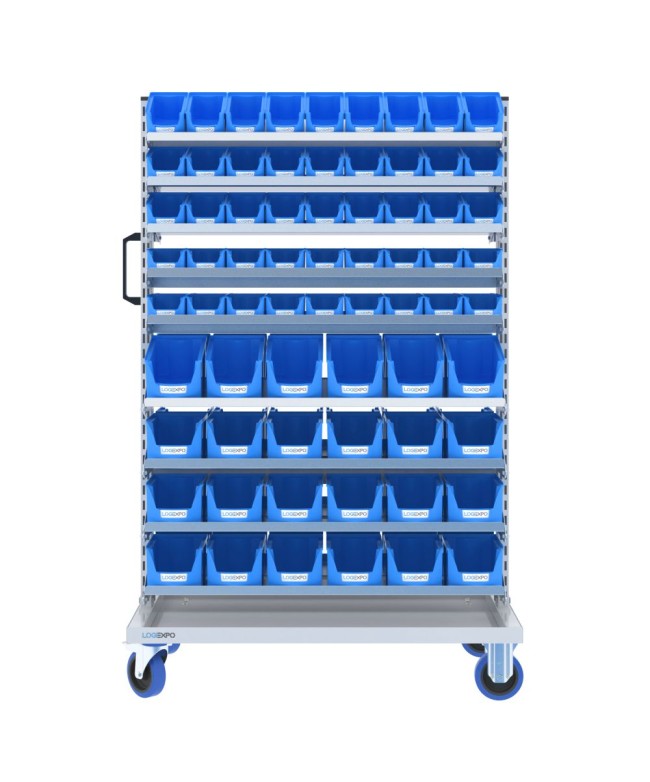 CARRELLO PORTA CONTENITORI - 138 cassette bocca di lupo per minuteria