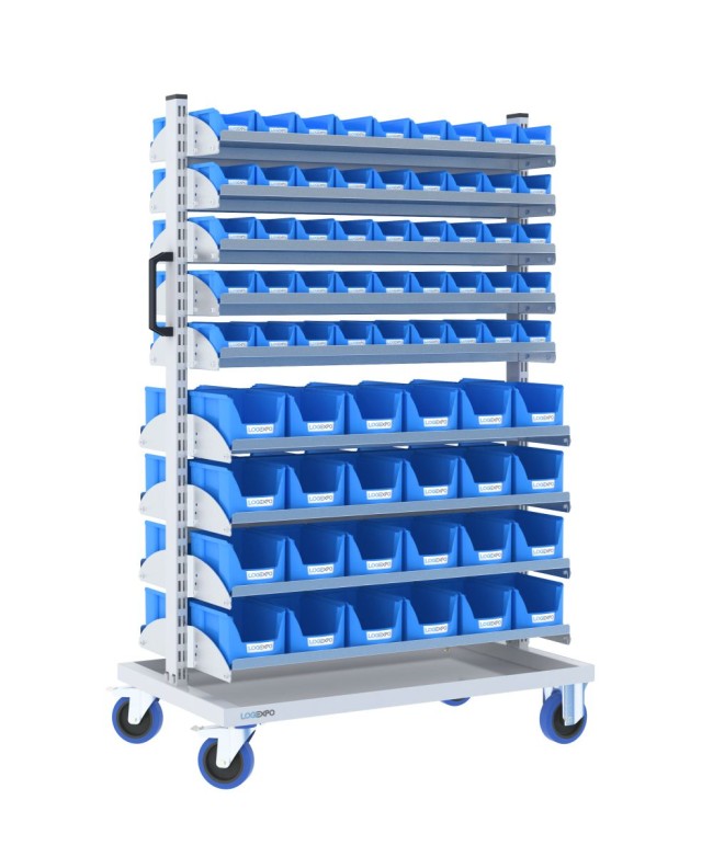 CARRELLO PORTA CONTENITORI - 138 cassette bocca di lupo per minuteria