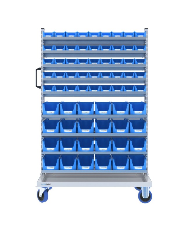 CARRELLO PORTA CONTENITORI - 138 cassette bocca di lupo per minuteria