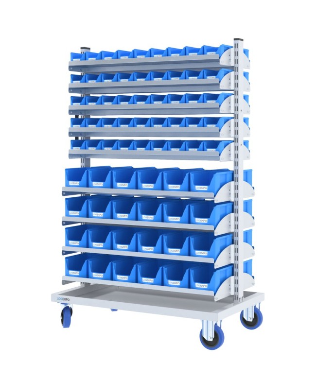 CARRELLO PORTA CONTENITORI - 138 cassette bocca di lupo per minuteria