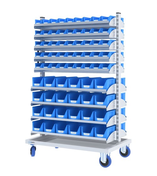 CARRELLO PORTA CONTENITORI - 138 cassette bocca di lupo per minuteria