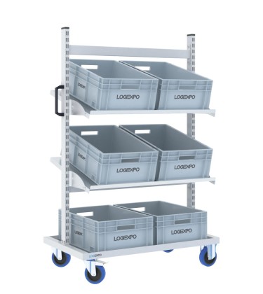 CARRELLO PER PICKING MAGAZZINO con 6 cassette eurobox in plastica