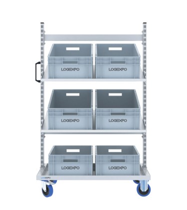 CARRELLO PER PICKING MAGAZZINO con 6 cassette eurobox in plastica 2
