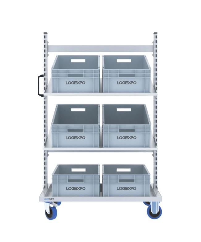 CARRELLO PER PICKING MAGAZZINO con 6 cassette eurobox in plastica