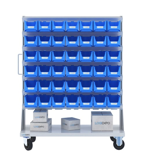 CARRELLO PORTAMINUTERIA con 84 contenitori a bocca di lupo