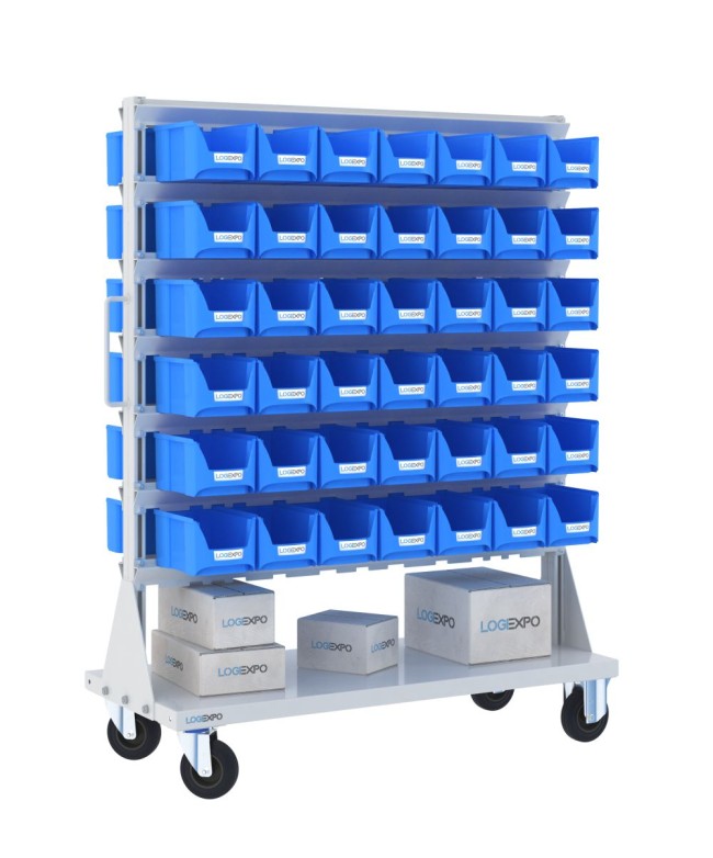 CARRELLO PORTAMINUTERIA con 84 contenitori a bocca di lupo