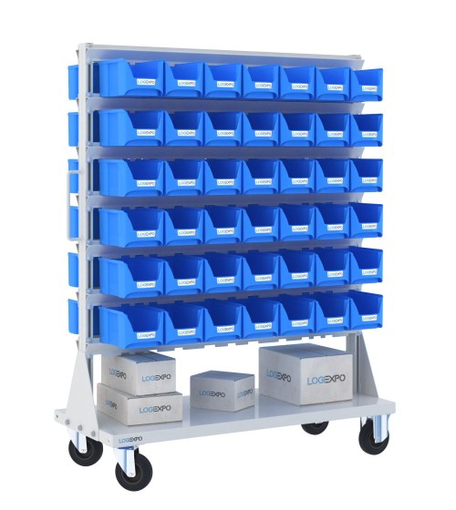 CARRELLO PORTAMINUTERIA con 84 contenitori a bocca di lupo