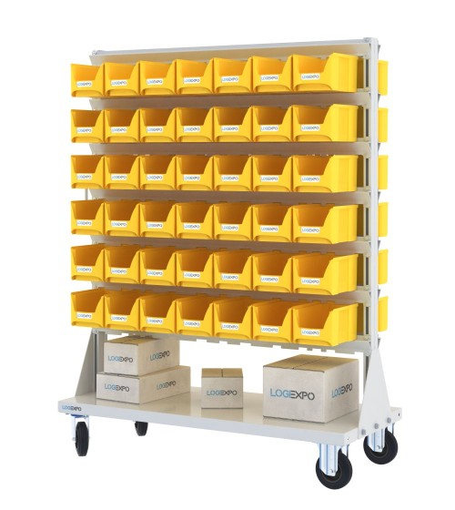 CARRELLO PORTAMINUTERIA con 84 contenitori a bocca di lupo