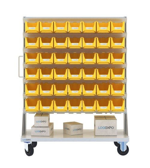 CARRELLO PORTAMINUTERIA con 84 contenitori a bocca di lupo