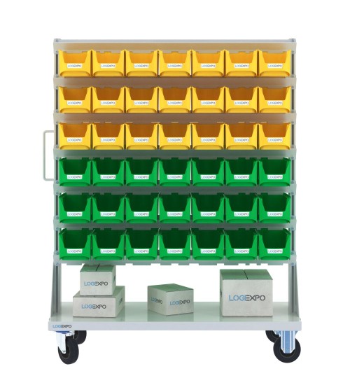 CARRELLO PORTAMINUTERIA con 84 contenitori a bocca di lupo