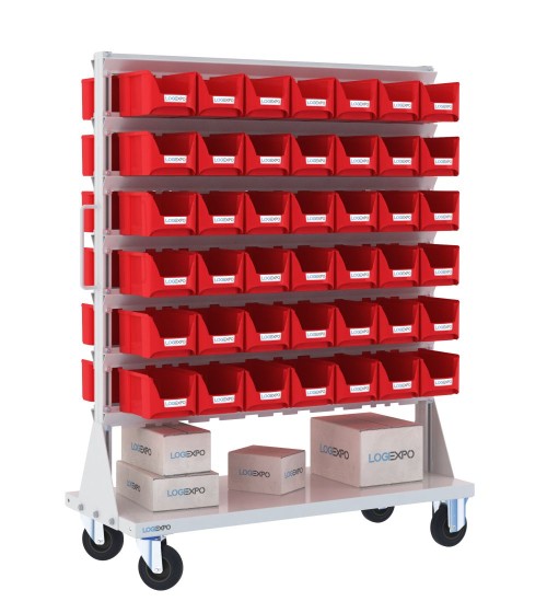 CARRELLO PORTAMINUTERIA con 84 contenitori a bocca di lupo