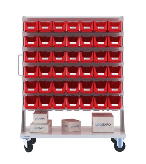 CARRELLO PORTAMINUTERIA con 84 contenitori a bocca di lupo