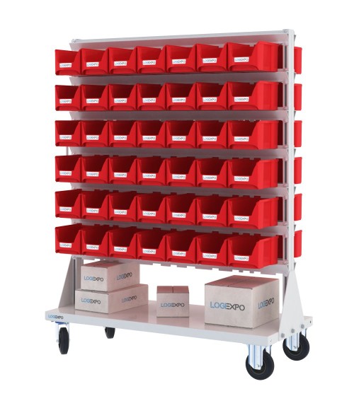 CARRELLO PORTAMINUTERIA con 84 contenitori a bocca di lupo