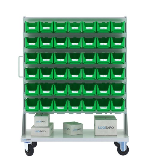 CARRELLO PORTAMINUTERIA con 84 contenitori a bocca di lupo