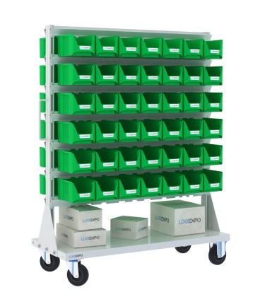 CARRELLO PORTAMINUTERIA con 84 contenitori a bocca di lupo