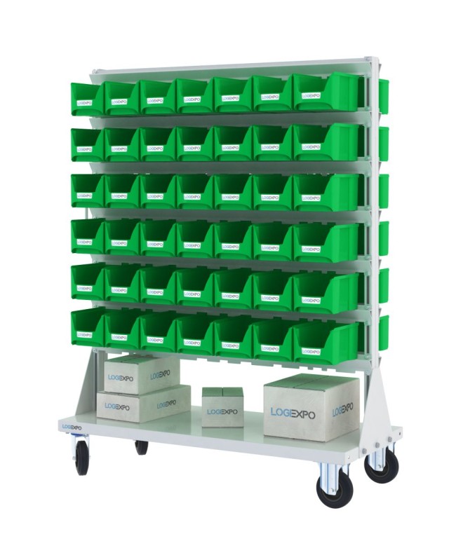 CARRELLO PORTAMINUTERIA con 84 contenitori a bocca di lupo