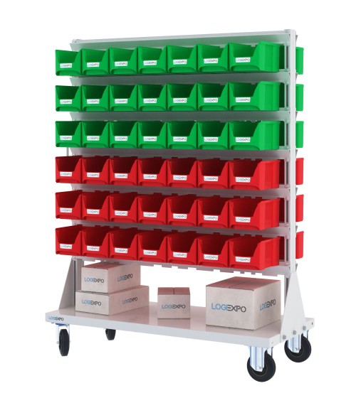 CARRELLO PORTAMINUTERIA con 84 contenitori a bocca di lupo